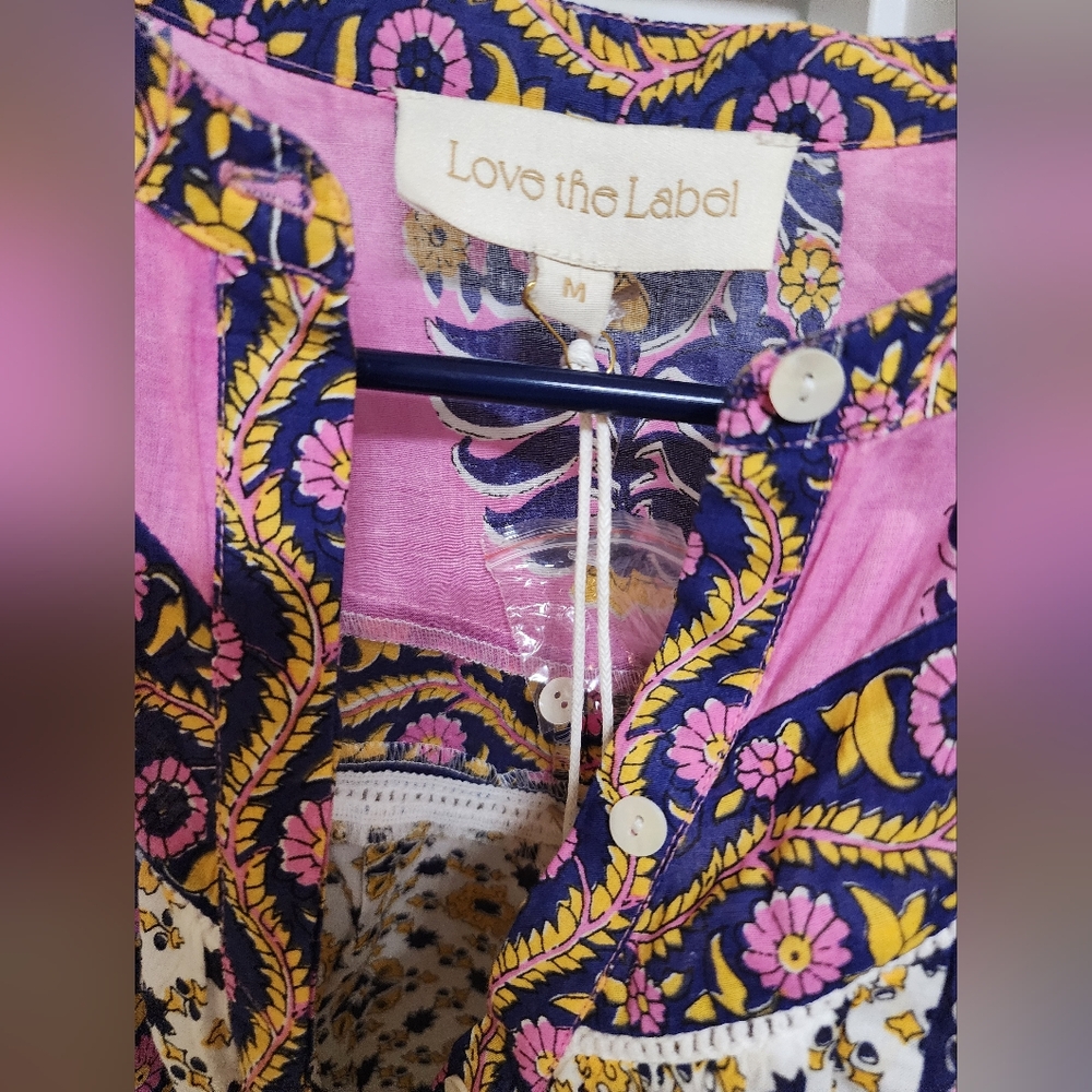 Love the Label Zina Print Boho Blouse NWT Size M $230 Retail - Picture 2 of 6